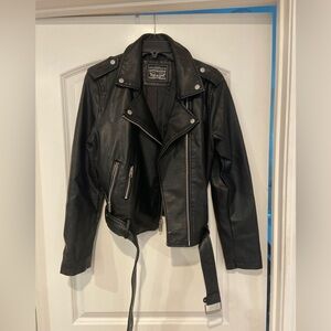 Levi’s faux leather belted moto jacket